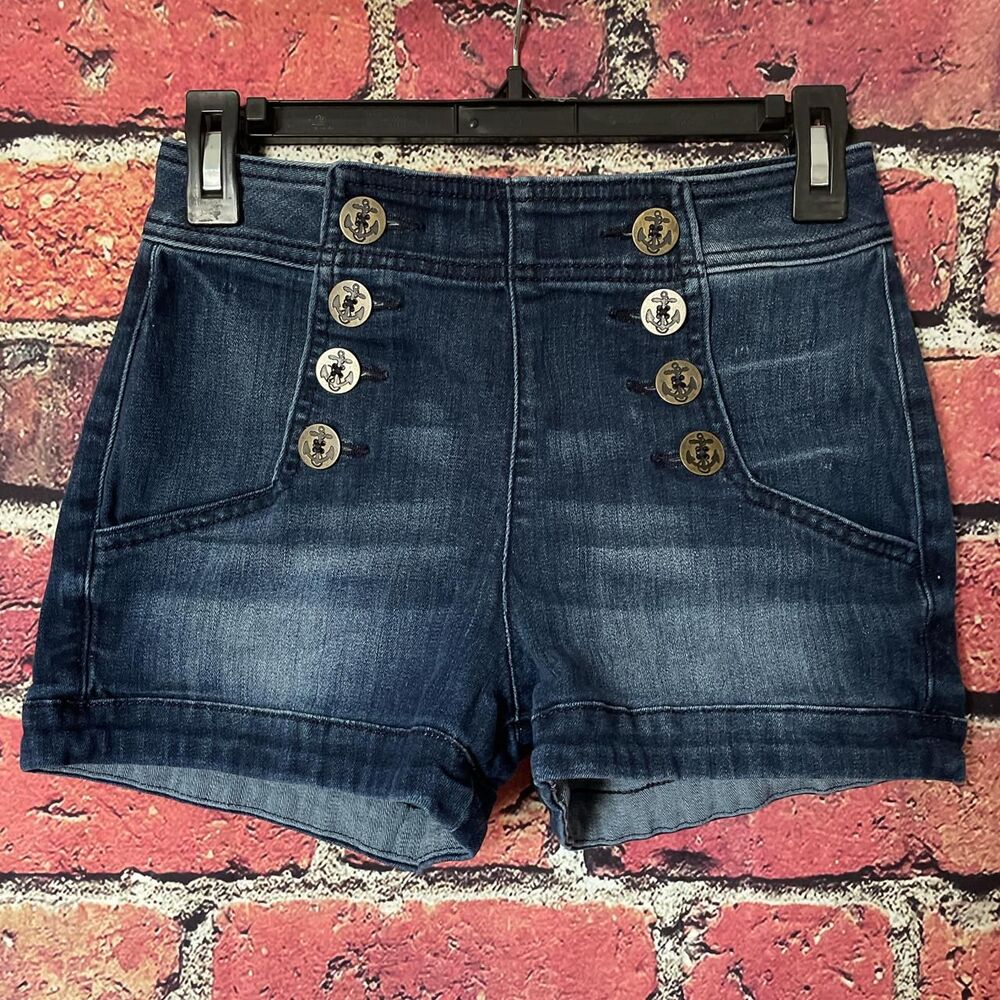 Express denim shorts with anchor buttons
